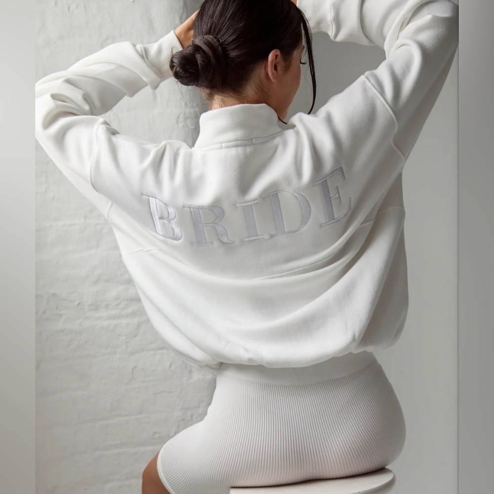 Six Stories Bride Statement Quarter Zip Sweatshirt - White